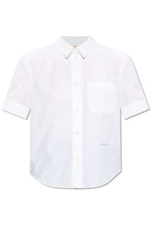 Tシャツ・カットソー VERSACE Men Tops 1011694 1A08584 1W000 BIANCO OTTICO WHITE White T-shirt with embroidered logo Versace - Vitkac AS